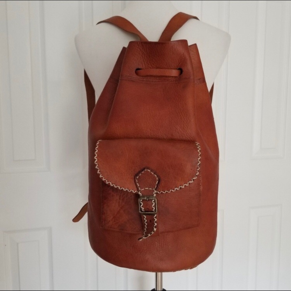 Moroccan handmade leather backpack